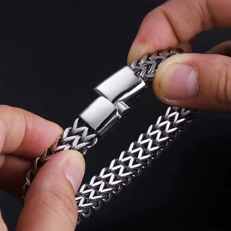 Luxury Men Stainless Steel Bracelet Silver Color Franco Chain Fashion Man Bracelet with Metal Magnetic Clasp