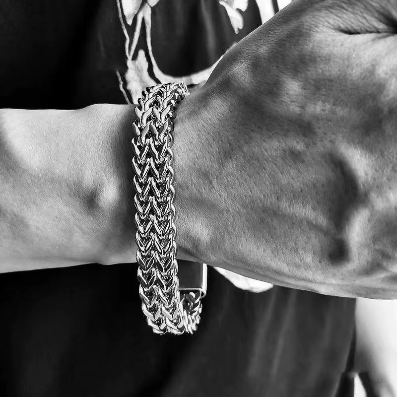 Luxury Men Stainless Steel Bracelet Silver Color Franco Chain Fashion Man Bracelet with Metal Magnetic Clasp